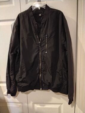Y2K Black Nylon Bomber Jacket